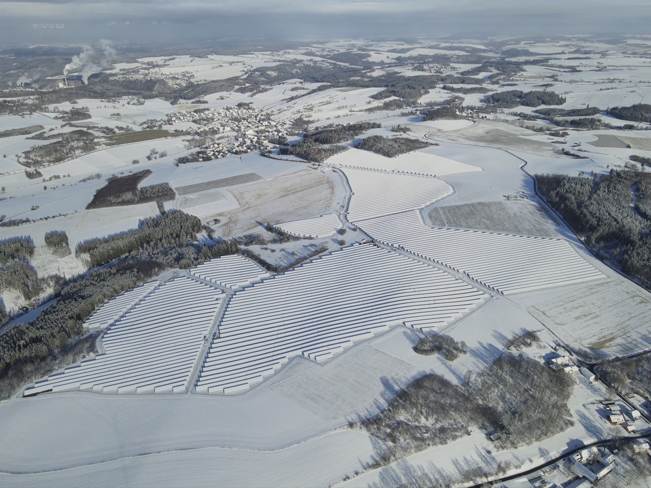 Luftbild PV Anlage Winter